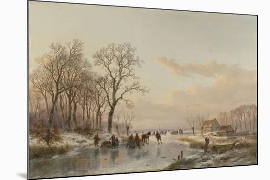 Frozen Canal Near the River Maas-Andreas Schelfhout-Mounted Premium Giclee Print