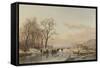 Frozen Canal Near the River Maas-Andreas Schelfhout-Framed Stretched Canvas