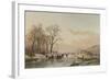 Frozen Canal Near the River Maas-Andreas Schelfhout-Framed Art Print