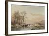 Frozen Canal Near the River Maas-Andreas Schelfhout-Framed Art Print