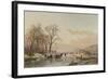 Frozen Canal Near the River Maas-Andreas Schelfhout-Framed Art Print