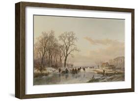 Frozen Canal Near the River Maas-Andreas Schelfhout-Framed Art Print