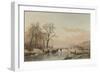 Frozen Canal Near the River Maas-Andreas Schelfhout-Framed Art Print