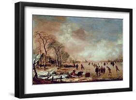 Frozen Canal Scene-Aert van der Neer-Framed Giclee Print