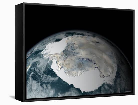 Frozen Continent of Antarctica and its Surrounding Sea Ice-Stocktrek Images-Framed Stretched Canvas