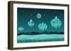 Frozen Game Planet Horizontal Background, Pattern with Ice Islands. Nature Landscape, Winter Design-MSSA-Framed Art Print