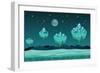 Frozen Game Planet Horizontal Background, Pattern with Ice Islands. Nature Landscape, Winter Design-MSSA-Framed Art Print