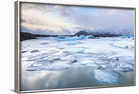 Frozen Icebergs in the Frozen Waters of Fjallsarlon Glacier Lagoon, South East Iceland, Iceland-Neale Clark-Framed Photographic Print