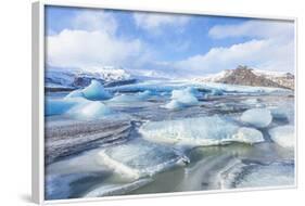 Frozen Icebergs in the Frozen Waters of Fjallsarlon Glacier Lagoon, South East Iceland, Iceland-Neale Clark-Framed Photographic Print