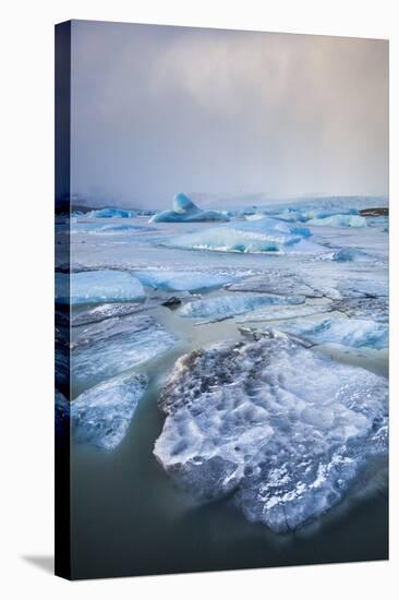 Frozen Icebergs in the Frozen Waters of Fjallsarlon Glacier Lagoon, South East Iceland, Iceland-Neale Clark-Stretched Canvas