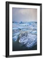 Frozen Icebergs in the Frozen Waters of Fjallsarlon Glacier Lagoon, South East Iceland, Iceland-Neale Clark-Framed Photographic Print