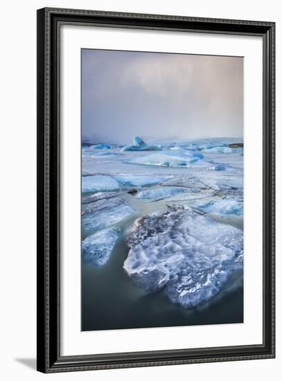 Frozen Icebergs in the Frozen Waters of Fjallsarlon Glacier Lagoon, South East Iceland, Iceland-Neale Clark-Framed Photographic Print