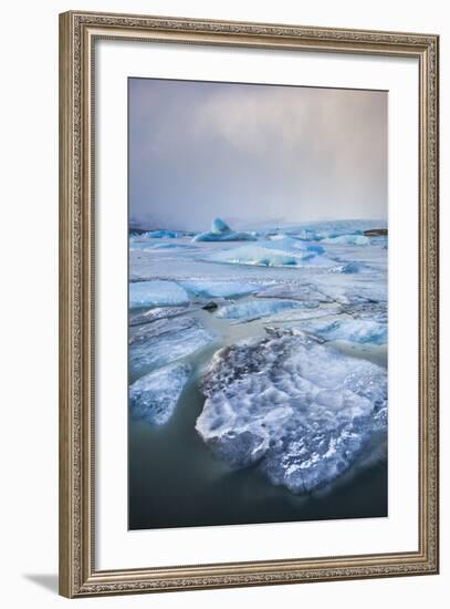 Frozen Icebergs in the Frozen Waters of Fjallsarlon Glacier Lagoon, South East Iceland, Iceland-Neale Clark-Framed Photographic Print