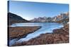 Frozen lake, Claree valley, cerces, French alps, France.-ClickAlps-Stretched Canvas