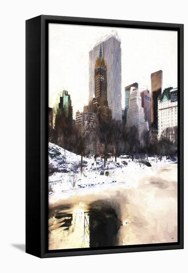 Frozen Lake in Central Park-Philippe Hugonnard-Framed Stretched Canvas