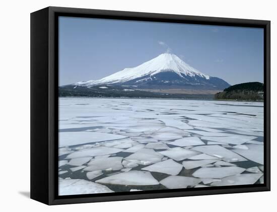 Frozen Lake, Lake Yamanaka, Mount Fuji, Honshu, Japan-null-Framed Stretched Canvas