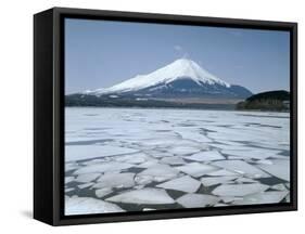 Frozen Lake, Lake Yamanaka, Mount Fuji, Honshu, Japan-null-Framed Stretched Canvas