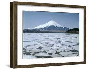 Frozen Lake, Lake Yamanaka, Mount Fuji, Honshu, Japan-null-Framed Premium Photographic Print