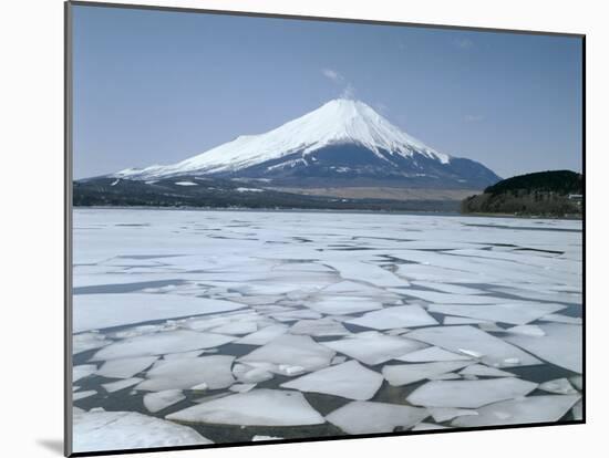 Frozen Lake, Lake Yamanaka, Mount Fuji, Honshu, Japan-null-Mounted Photographic Print