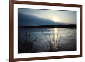 Frozen lake sunset, Eagle Creek Park, Indianapolis, Indiana, USA-Anna Miller-Framed Photographic Print