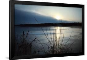 Frozen lake sunset, Eagle Creek Park, Indianapolis, Indiana, USA-Anna Miller-Framed Photographic Print