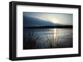 Frozen lake sunset, Eagle Creek Park, Indianapolis, Indiana, USA-Anna Miller-Framed Photographic Print