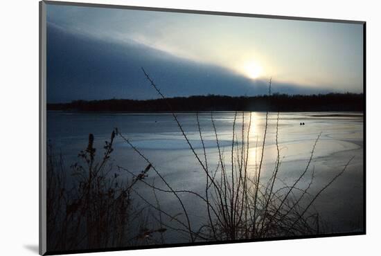 Frozen lake sunset, Eagle Creek Park, Indianapolis, Indiana, USA-Anna Miller-Mounted Photographic Print