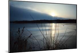 Frozen lake sunset, Eagle Creek Park, Indianapolis, Indiana, USA-Anna Miller-Mounted Photographic Print