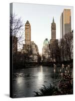 Frozen Lake "The Pond" in Central Park with 5th Avenue Buildings-Philippe Hugonnard-Stretched Canvas