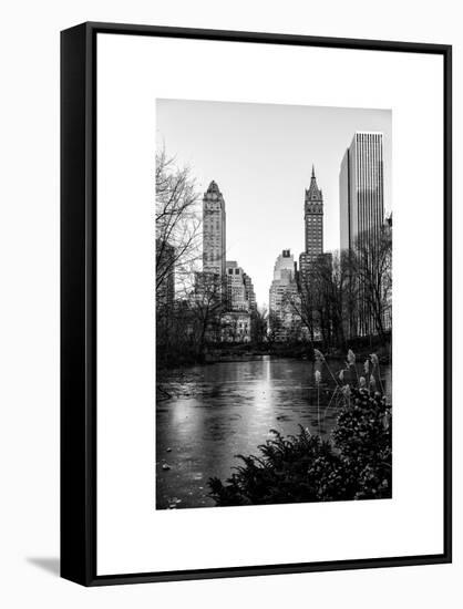 Frozen Lake "The Pond" in Central Park with 5th Avenue Buildings-Philippe Hugonnard-Framed Stretched Canvas