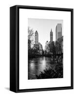 Frozen Lake "The Pond" in Central Park with 5th Avenue Buildings-Philippe Hugonnard-Framed Stretched Canvas