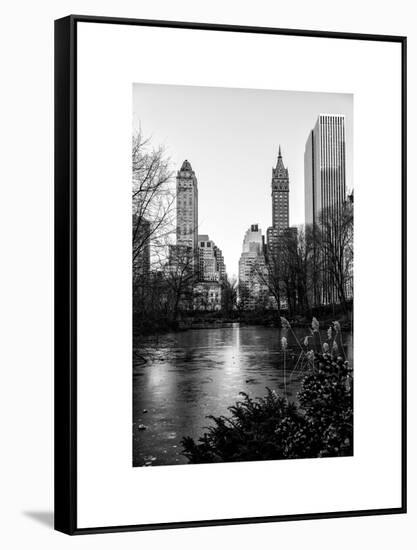 Frozen Lake "The Pond" in Central Park with 5th Avenue Buildings-Philippe Hugonnard-Framed Stretched Canvas