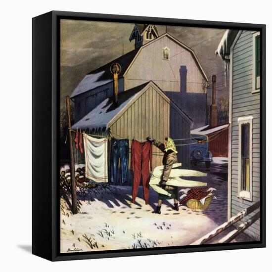 "Frozen Laundry", March 8, 1952-Stevan Dohanos-Framed Stretched Canvas