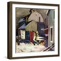 "Frozen Laundry", March 8, 1952-Stevan Dohanos-Framed Giclee Print