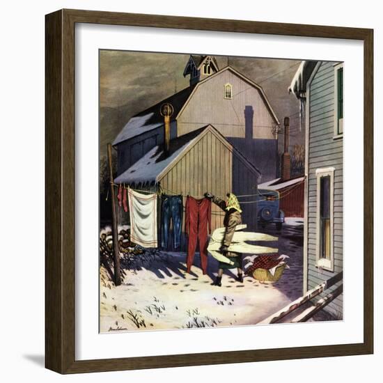 "Frozen Laundry", March 8, 1952-Stevan Dohanos-Framed Giclee Print