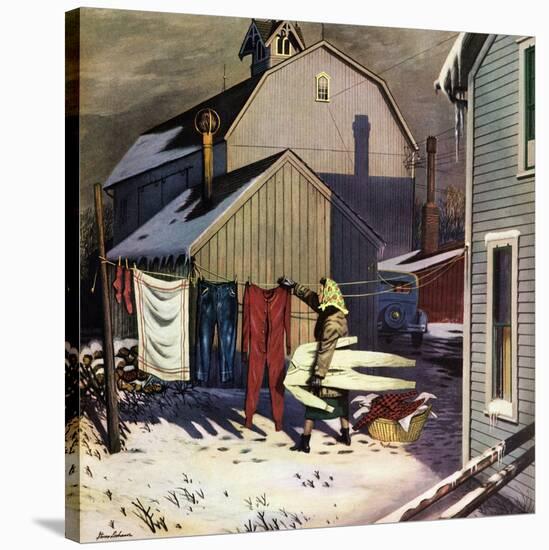 "Frozen Laundry", March 8, 1952-Stevan Dohanos-Stretched Canvas