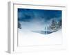 Frozen Pound with Trees and Cloudy Sky, Winter Season Lake Scenery 3D Illustration-null-Framed Art Print