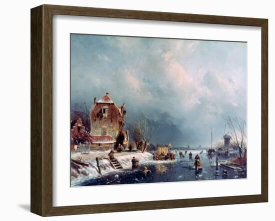 Frozen River, 1787-1870-Andreas Schelfhout-Framed Giclee Print