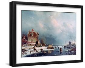 Frozen River, 1787-1870-Andreas Schelfhout-Framed Giclee Print