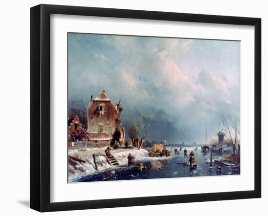 Frozen River, 1787-1870-Andreas Schelfhout-Framed Giclee Print