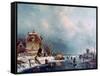 Frozen River, 1787-1870-Andreas Schelfhout-Framed Stretched Canvas