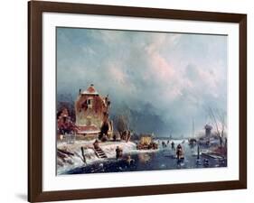 Frozen River, 1787-1870-Andreas Schelfhout-Framed Giclee Print