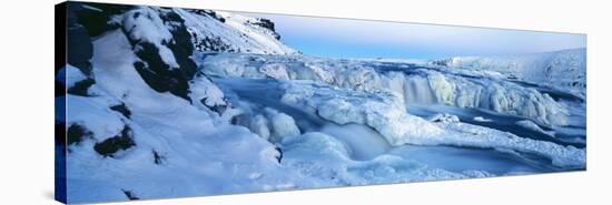 Frozen River and Ice Banks in Mid Winter, Gullfoss, Iceland-Gavin Hellier-Stretched Canvas