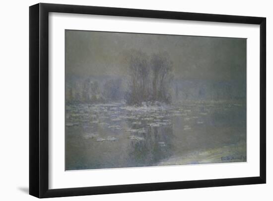 Frozen River Near Bennecourt, 1893-Claude Monet-Framed Giclee Print