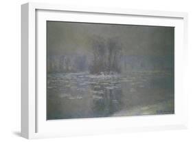 Frozen River Near Bennecourt, 1893-Claude Monet-Framed Giclee Print