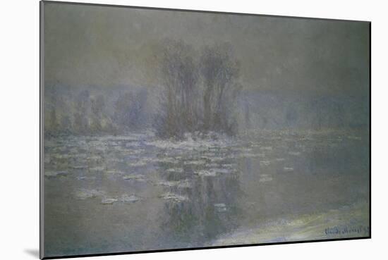 Frozen River Near Bennecourt, 1893-Claude Monet-Mounted Giclee Print