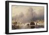 Frozen River with a Boat, 19Th Century-Charles-Henri-Joseph Leickert-Framed Giclee Print