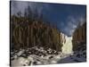 Frozen waterfall and basalt cliffs, Putoransky State Nature Reserve, Siberia, Russia-Sergey Gorshkov-Stretched Canvas