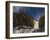 Frozen waterfall and basalt cliffs, Putoransky State Nature Reserve, Siberia, Russia-Sergey Gorshkov-Framed Premium Photographic Print