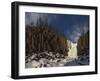 Frozen waterfall and basalt cliffs, Putoransky State Nature Reserve, Siberia, Russia-Sergey Gorshkov-Framed Premium Photographic Print